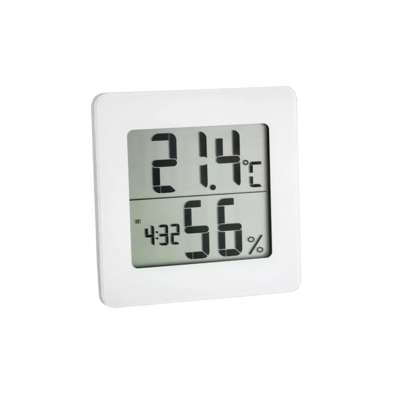 TFA DOSTMANN 30.5033.02 digitālais termohigrometrs ar LCD, maks./min. atmiņu, komforta zonas indikatoru, magnētisko/stāvā novietojumu, balts