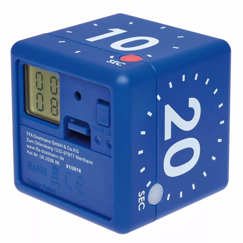 TFA Dostmann Timer CUBE digitālais kuba taimeris, zils 38.2036.06