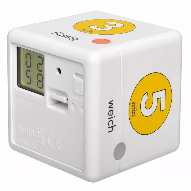 TFA Dostmann Cube Timer digitālais virtuves taimeris, balts/dzeltens, atskaites un uzskaites režīms, 99 min 59 sek, LCD, skaņas signāls, 2x AAA komplektā 38.2041.07