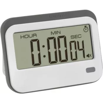TFA Dostmann 38.2052.02 digitālais taimeris ar hronometru un modinātāju, balts/pelēks