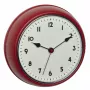 TFA Dostmann 60.3541.05 radio kontrolēts sienas pulkstenis, apaļš, sarkans metāla rāmis, stikla pārsegs, 240 mm diametrs