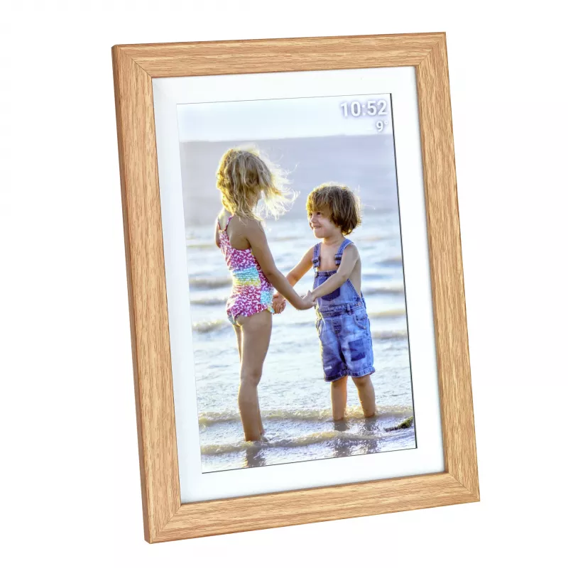 TFA Dostmann FRAMEO App digitālais WiFi foto rāmis 10,1 collas 1280x800 IPS skārienekrāns 32GB brūns koka izskats 37.1002.08
