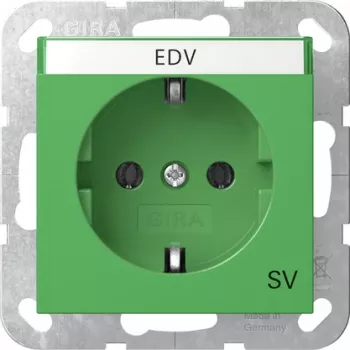 Gira 4457107 Schuko kontaktligzda ar atlokāmu vāciņu, paaugstināta pieskāriena aizsardzība, System 55, zaļa