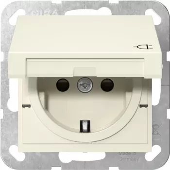 GIRA 441401 SCHUKO kontaktligzda ar vāciņu, System 55, krēmbalta