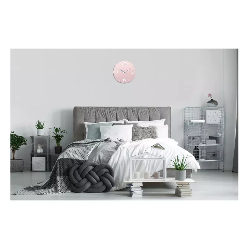 TFA Dostmann Design radio kontrolēti sienas pulkstenis Contour, maigi rozā/balts (60.3536.16)