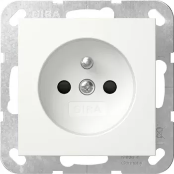 GIRA 448527 Schuko kontaktligzda ar atlokāmu vāku un marķēšanas lauku, System 55, tīri balta