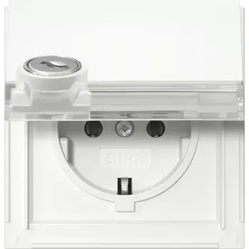 Gira 446766 SCHUKO kontaktligzda ar atslēgas slēdzeni, dažādas atslēgas, 16 A, 250 V, iedziļinātā montāža, tīri balta spīdīga