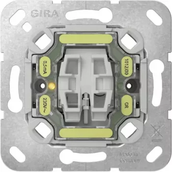 GIRA 384200 momentānais izslēgšanas slēdža ieliktnis, 2 polu, NO, 250 V AC, 10 A, iekļaujamais