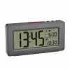 TFA Dostmann 60.2563.10 radio vadības modinātājpulkstenis, antracīta, divi modinātāji, DCF77, LCD, iekštelpu temperatūra