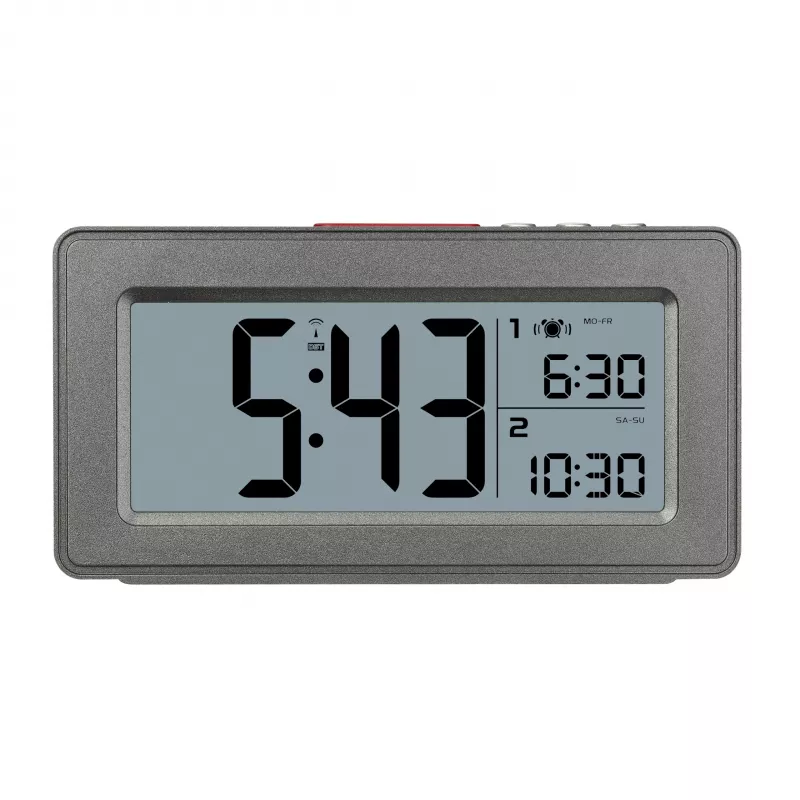 TFA Dostmann 60.2563.10 radio vadības modinātājpulkstenis, antracīta, divi modinātāji, DCF77, LCD, iekštelpu temperatūra