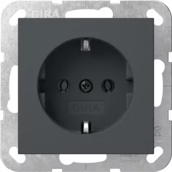 Gira System 55 SCHUKO kontaktligzda ar atlokāmu vāciņu, antracīta 418028