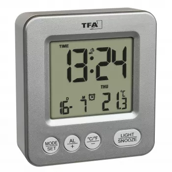 TFA Dostmann COSY radio vadības modinātājs, sudraba krāsā, 60.2567.54