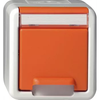 Gira SCHUKO kontaktligzda ar atlokāmu vāciņu, virsapmetuma, oranža 4440309