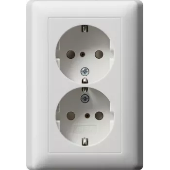 Gira System 55 Schuko kontaktligzda CEE 7/3, 16 A, 250 V, tīri balta spīdīga, ar atlokāmu vāciņu 078327