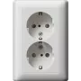Gira System 55 Schuko kontaktligzda CEE 7/3, 16 A, 250 V, tīri balta spīdīga, ar atlokāmu vāciņu 078327