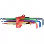 Wiha Hex Ball End uzgriežņu atslēgu komplekts 9 gab. luminiscējošs, krāsu kodēts 1,5-10 mm ErgoStar 46555
