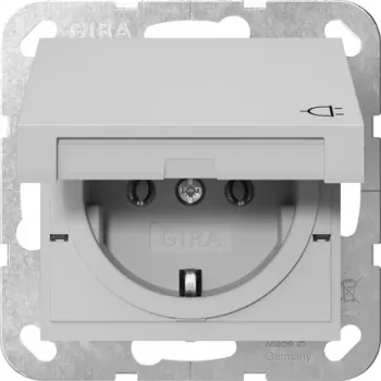 GIRA 4454015 SCHUKO kontaktligzda ar atlokāmu vāciņu, System 55, pelēka