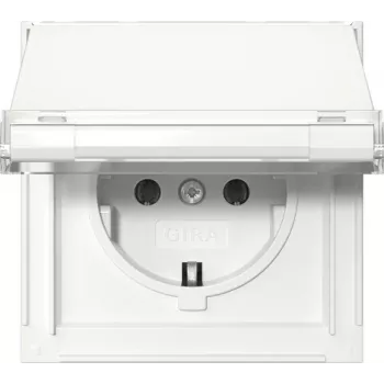 GIRA 441066 SCHUKO kontaktligzda ar atveramu vāciņu, Gira TX_44, tīri balta