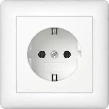Gira Standard 55 SCHUKO kontaktligzda, 1 ligzda, tīri balta spīdīga, ierīkojama, 16 A, 250 V 444027