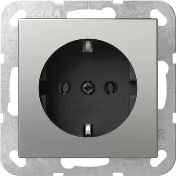 Gira SCHUKO kontaktligzda bez spīlēm, nerūsējošais tērauds 4466600