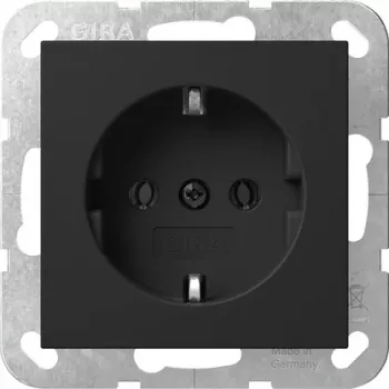 Gira System 55 SCHUKO kontaktligzda ar atlokāmu vāciņu, melna 4180005