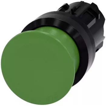 Siemens SIRIUS ACT sēnes formas spiedpogas priekšējais elements, plastmasa, zaļš, 40 mm, momentāna darbība 3SU1000-1AD40-0AA0
