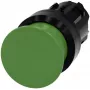Siemens SIRIUS ACT sēnes formas spiedpogas priekšējais elements, plastmasa, zaļš, 40 mm, momentāna darbība 3SU1000-1AD40-0AA0