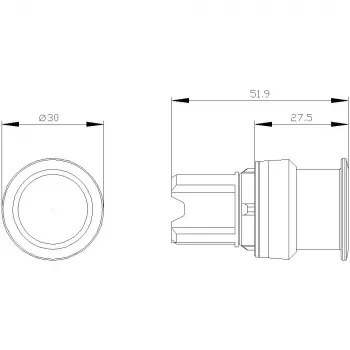 Siemens SIRIUS ACT sēnes formas spiedpogas priekšējais elements, plastmasa, zaļš, 40 mm, momentāna darbība 3SU1000-1AD40-0AA0