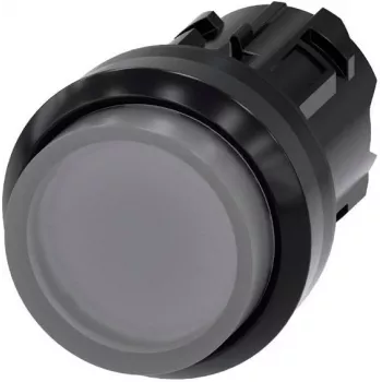 Siemens SIRIUS ACT apgaismojama spiedpogas priekšējais elements, plastmasa, caurspīdīgs, 22mm, melns priekšējais gredzens 3SU1001-0BB70-0AA0