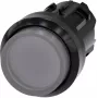 Siemens SIRIUS ACT apgaismojama spiedpogas priekšējais elements, plastmasa, caurspīdīgs, 22mm, melns priekšējais gredzens 3SU1001-0BB70-0AA0