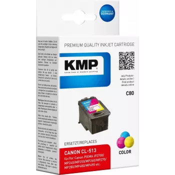 KMP C80 trīskrāsu tintes kārtridžs (ciāna, fuksīna, dzeltena) - 13 ml - saderīgs ar Canon PIXMA MP230, MP252, MP258, MP272, MP280, MP282, MP495, MP499, MX360, MX410, MX420 1512.4530