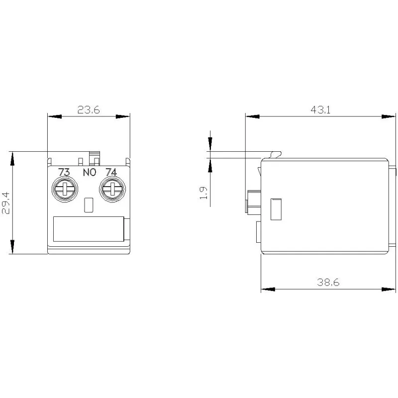 Siemens SIRIUS palīgkontaktu bloks 1 NO, priekšējā montāža 3RT2 kontaktoriem un 3RH2 relejiem, skrūvju spailes, 690V izolācija, 3RH2911-1AA10
