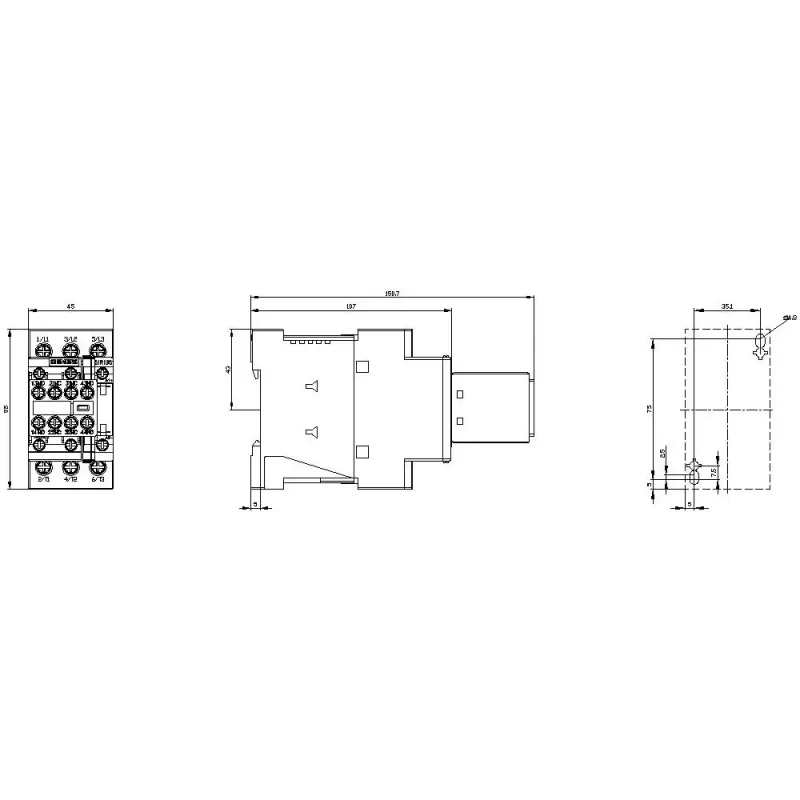 Siemens SIRIUS 3RT2 jaudas kontaktors 11kW/400V 2NO+2NC 24V DC spole, skrūvju spailes, IP20 3RT20261BB443MA0