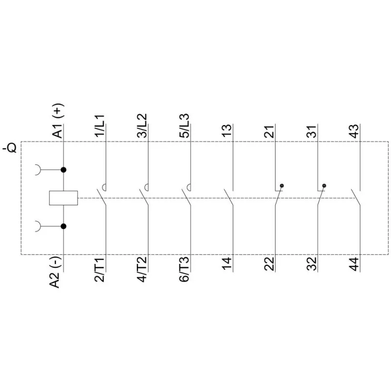 Siemens SIRIUS 3RT2 jaudas kontaktors 11kW/400V 2NO+2NC 24V DC spole, skrūvju spailes, IP20 3RT20261BB443MA0