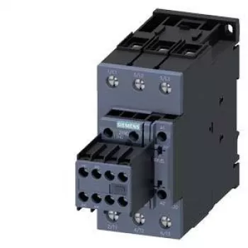 SIEMENS SIRIUS 3RT20 jaudas kontaktors, 37 kW, 72 A, 3 polu, 24 V AC spole, 2 NO + 2 NC palīgkontakti 3RT20381AD04