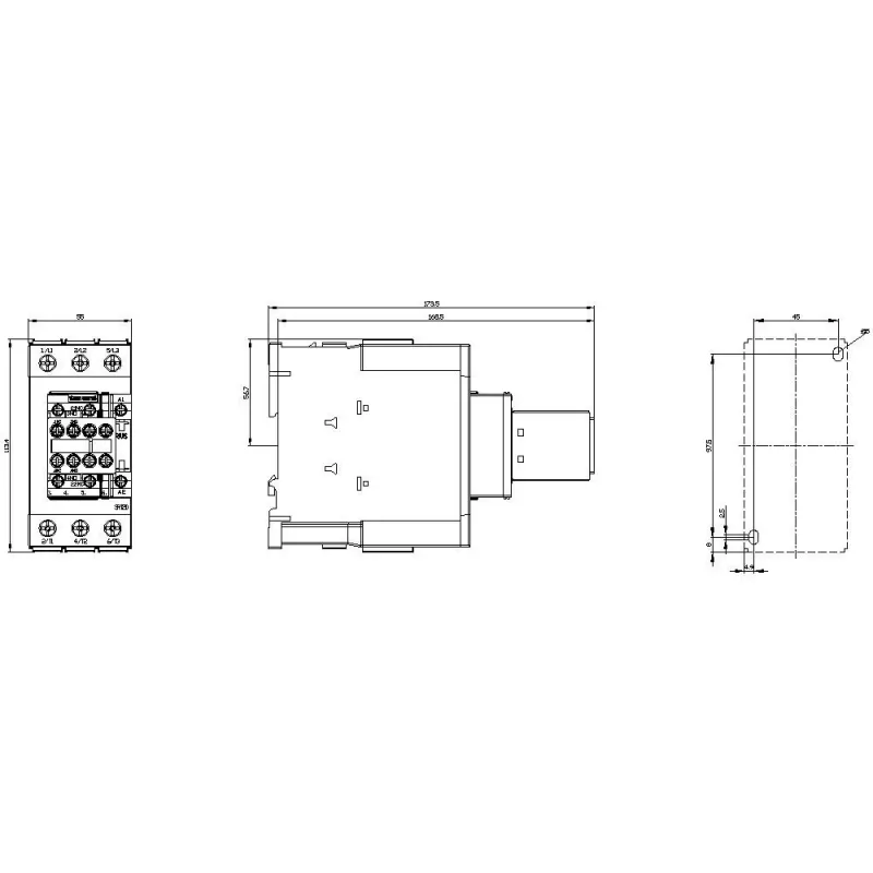 SIEMENS SIRIUS 3RT20 jaudas kontaktors, 37 kW, 72 A, 3 polu, 24 V AC spole, 2 NO + 2 NC palīgkontakti 3RT20381AD04
