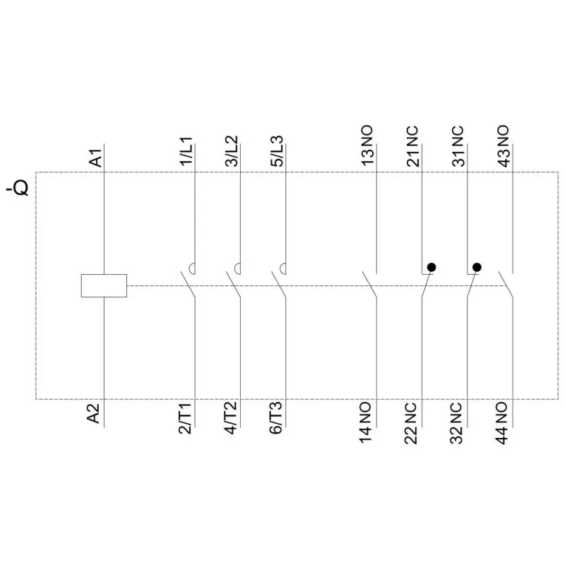 SIEMENS SIRIUS 3RT20 jaudas kontaktors, 37 kW, 72 A, 3 polu, 24 V AC spole, 2 NO + 2 NC palīgkontakti 3RT20381AD04
