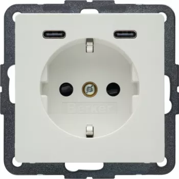 Hager Berker Q.x SCHUKO kontaktligzda ar USB-C PD 20W, polāri balta 48156089