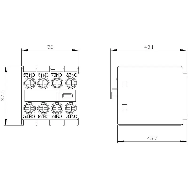 Siemens 3RH2911-1XA31-0MA0 palīgkontaktu bloks, 3NO+1NC, priekšējā montāža, skrūvju spailes
