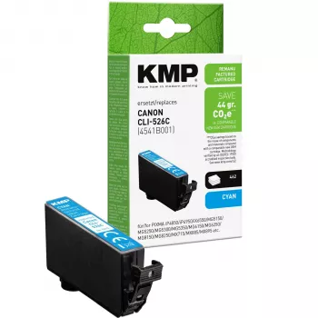 KMP zilas tintes kasetne, saderīga ar Canon CLI-526 C (1513,4003)