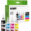 KMP PRINTTECHNIK uzpildes tintes komplekts Brother BTD180BK/C/M/Y - melna 110ml, ciāna/magenta/dzeltena 50ml katrs (saderīgs) 1555,0005
