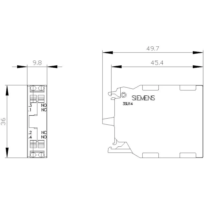 SIEMENS SIRIUS ACT kontaktu modulis 3SU1400-1AA10-3FA0, 1NO+1NC, skrūvju spailes