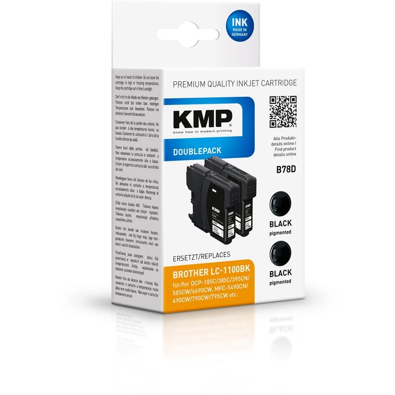 KMP Brother DCP-185C/385C/395CN/585CW/6690CW, MFC-5490CN/490CW/790CW/795CW/5890CN/5895CW/990CW/6490CW/6890CDW, DCP-J715W, MFC-J615W (1522,4821) - Melna tintes kasetne