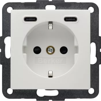 Berker SCHUKO kontaktligzda ar USB-C PD 20W, S.1, polāri balta spīdīga 48158989