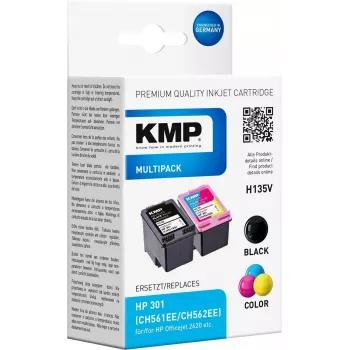 KMP MULTIPACK H135V - 2 gab. melnas un trīskrāsu tintes kasetnes (alternatīva HP 301XL)