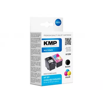 KMP MULTIPACK H135V - 2 gab. melnas un trīskrāsu tintes kasetnes (alternatīva HP 301XL)
