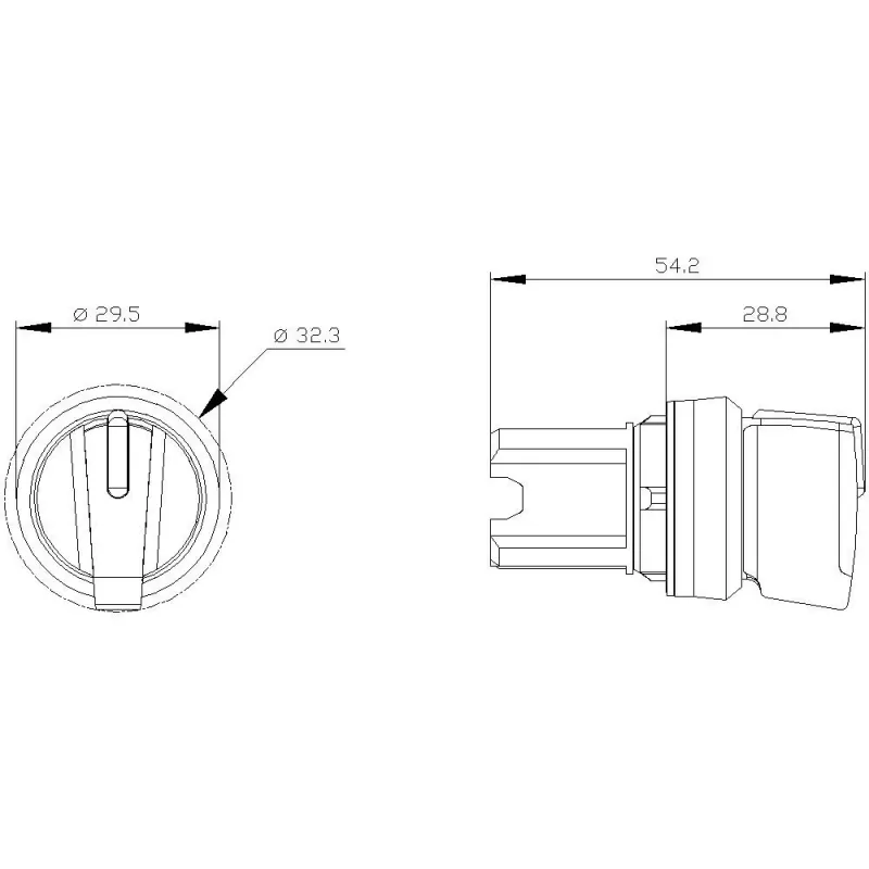 Siemens SIRIUS ACT pārslēga priekšējais elements, balts, 2 pozīcijas, 22mm 3SU1002-2BN60-0AA0