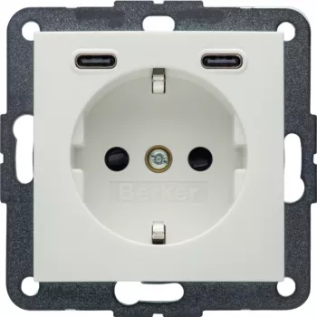Hager Berker 48151909 Schuko kontaktligzda ar USB-C 20W PD, S.1, polāri balta spīdīga
