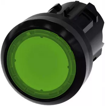 Siemens SIRIUS ACT spiedpogas aktulators, 22 mm, apaļš, zaļš, ar atsperes atgriešanu, neapgaismots, plastmasas priekšējais gredzens, melns 3SU10010AD400AA0