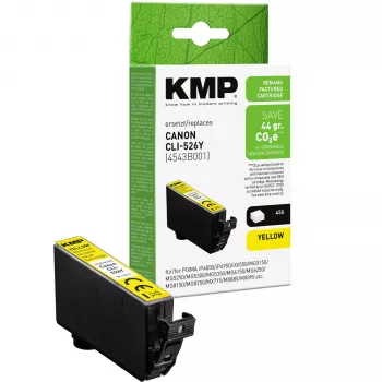 KMP saderīgs dzeltenas tintes kārtridžs Canon CLI-526 Y (1513, 4009)